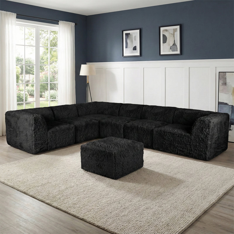 Canapé modulaire compressé 7 pièces Nola, Noir