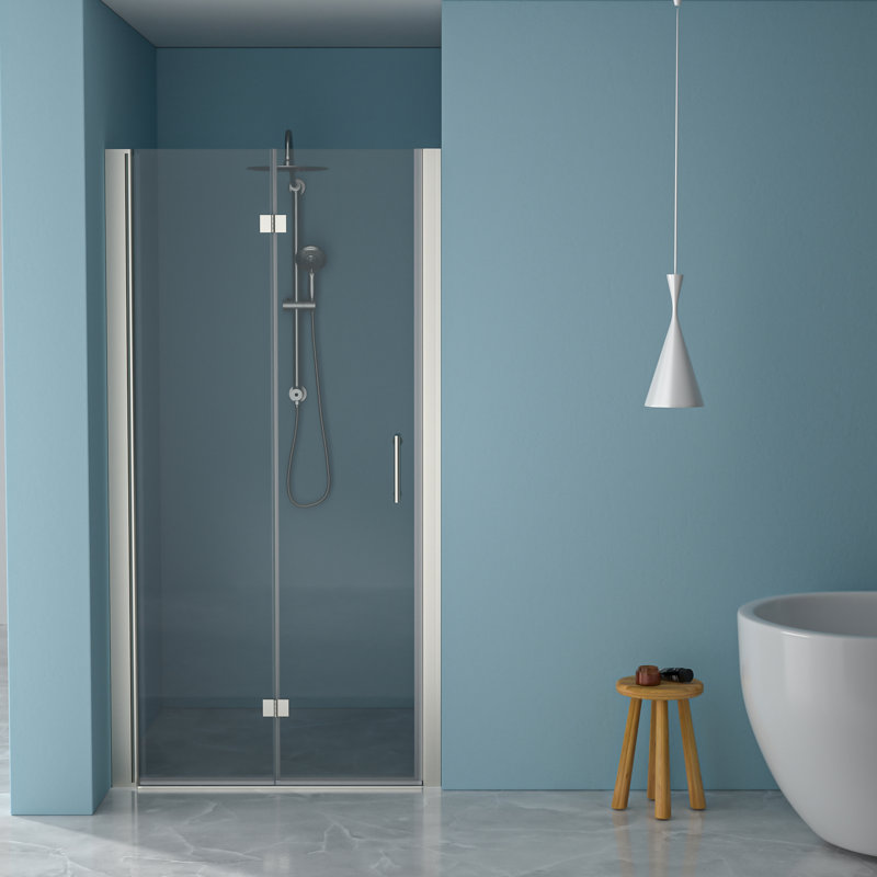 Brushed Nickel Fold Shower Door With 36"W X 72"H Tempered Glass - Water-Repellent, Space Saving, Adjustable Feature Water-, Utilizing, Function