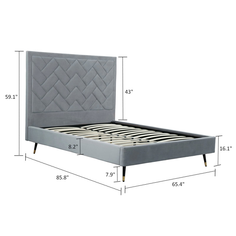 Toshiye Upholstered Platform Bed, Queen, Gray