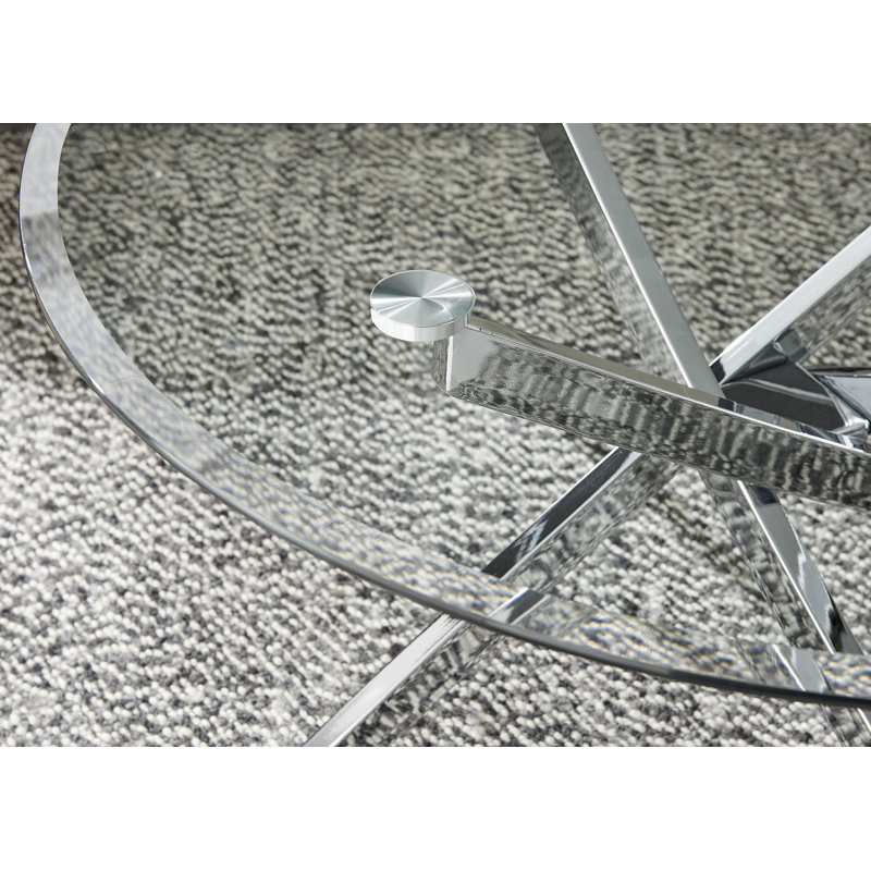 Rantoul Modern Contemporary Glass Coffee Table - Modern Sleek Design, Chrome