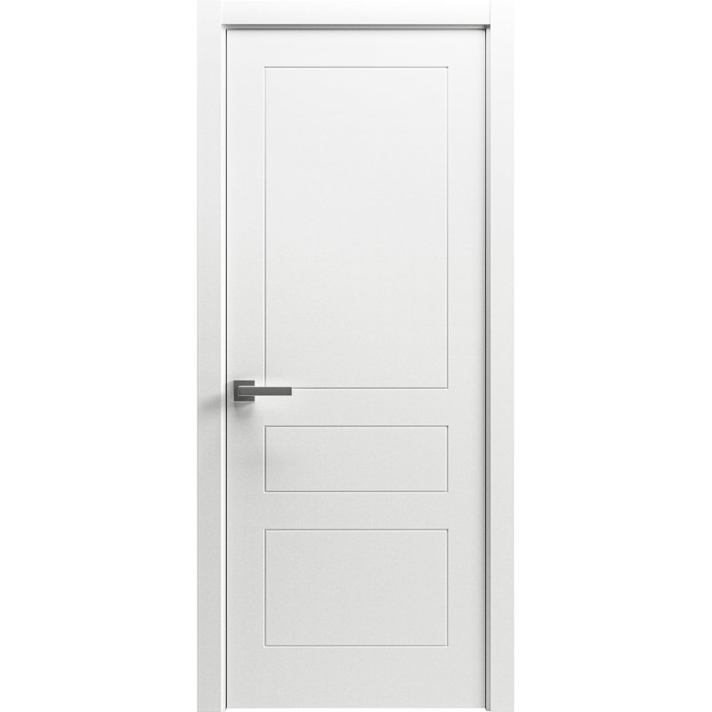 Porte intérieure française pleine 45,7 cm x 203,2 cm (18 po x 80 po) Mela 0733, peinte en blanc, panneau simple, cadre standard, poignée, salle de bain, chambre, portes modernes