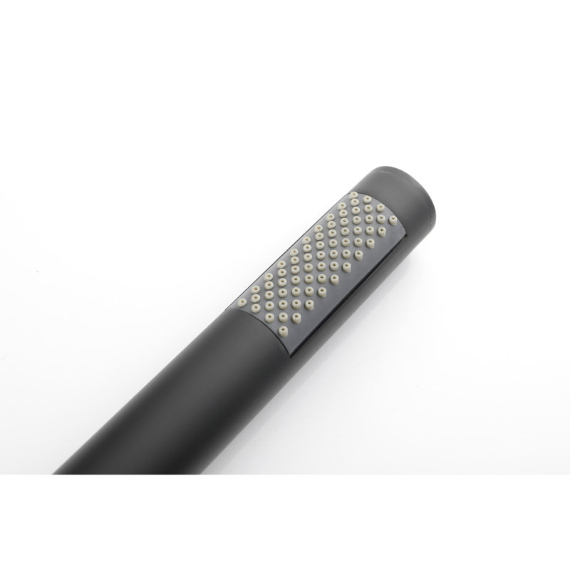Robinet de baignoire sur pied noir mat avec douche à main et connexion rotative à 360 degrés, acier inoxydable, interrupteur à fixation au sol,