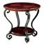 Mobilier de salon: table de bout en cerisier brun avec tablette inférieure ouverte et rangement décoratif