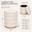 Pouf de rangement cylindrique Tessa 40 cm (16 po) en lin, avec couvercle amovible et rangement dissimulé, beige-1807449039