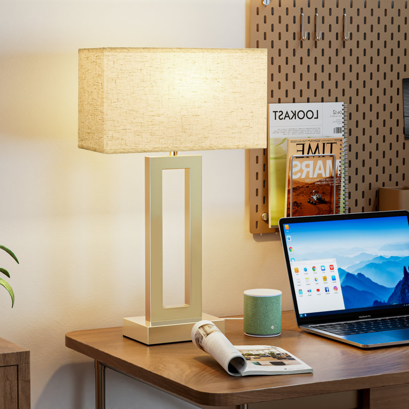 22'' Golden Modern Metal Table Lamp with Touch Control and USB A&C