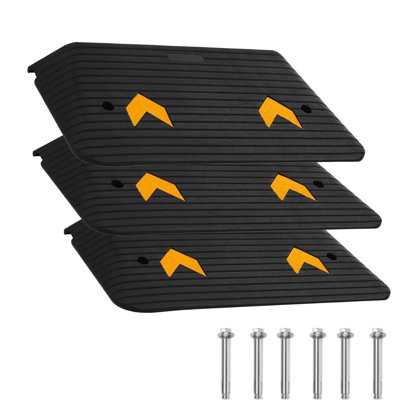 Rise Rubber Threshold Ramp 069LBS Capacity Heavy Duty Wheelchair Ramp with Cable Design 3Pcs