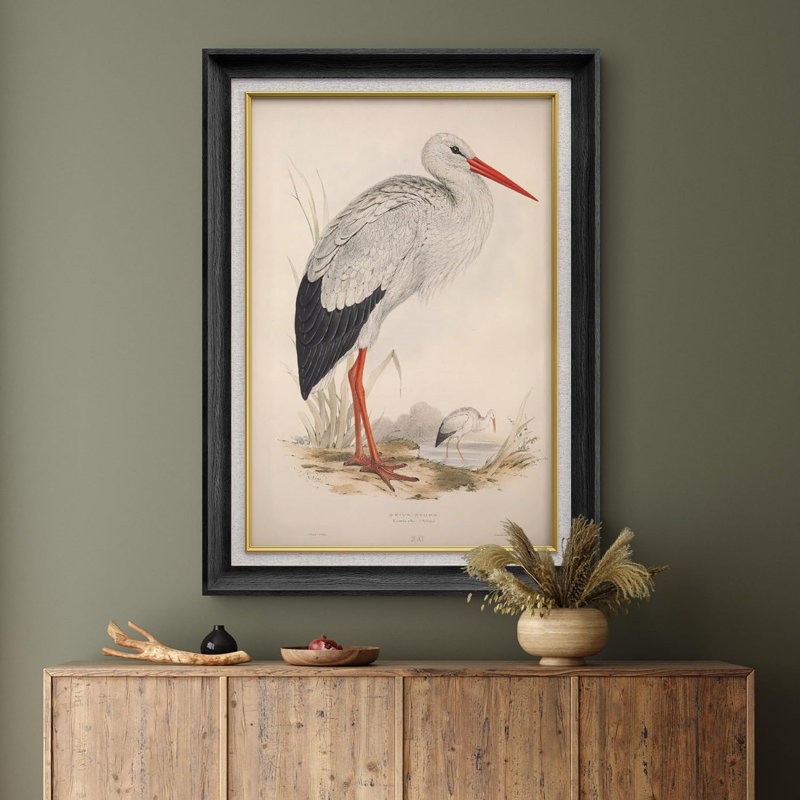 Cigogne blanche, animaux, peinture sur toile, Noir