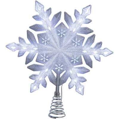 Kurt Adler UL 25-Light Cool White LED Glittered Snowflake Treetop