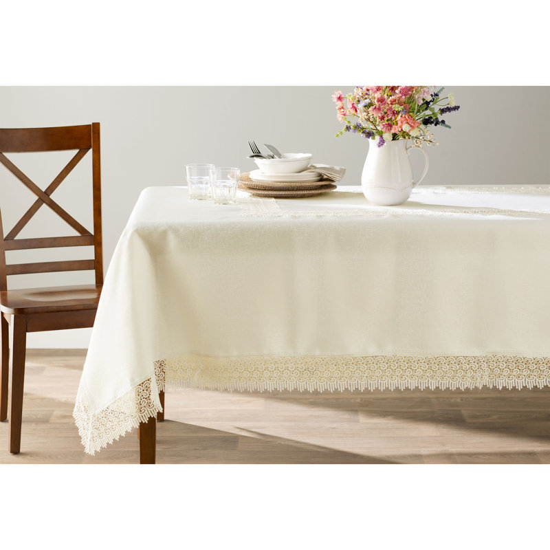 Alienor Solid Color Tablecloth, Ivory, Round 70"