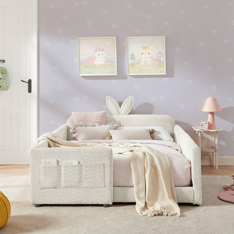 Lit plateforme tapissier Storage, Beige, Lit double