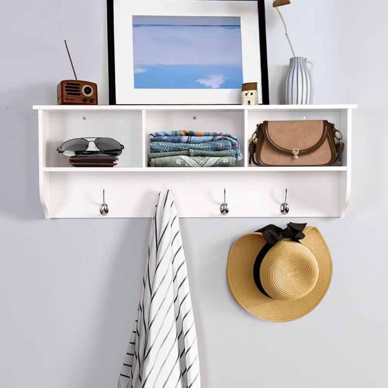 Curnin Wall 4 - Hook Wall Mounted Coat Rack, White