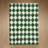 Modern Green/White Checkered Machine-Washable Shag Area Rug-376080385-376080384