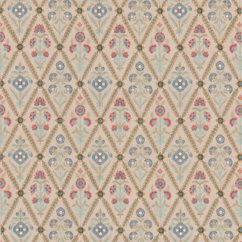 Original Brantwood Perrycrof Fabric, Red/Green