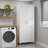 Iris High Two-Door Broom Bathroom And Laundry Storage Cabinet With Hamper, Four Shelves, Hangers, Storage Closet