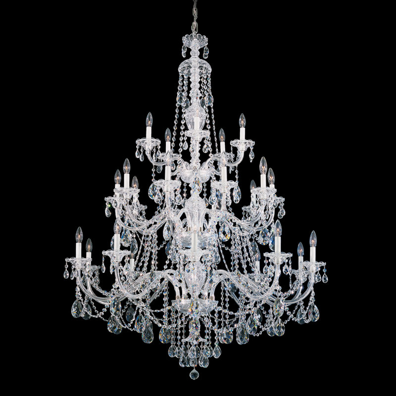 Sterling 25 - Light Glass Chandelier, Silver, Czech, 120 V