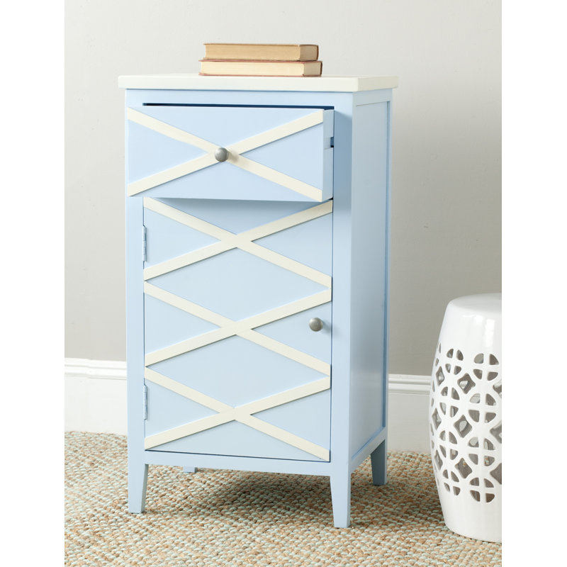 Armoire 1 porte Brandy, Bleu clair / Blanc