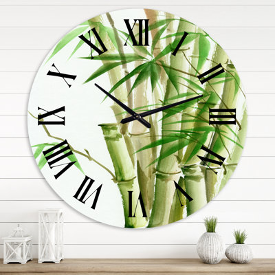 Détail du bambou vert foncé II - Horloge murale traditionnelle