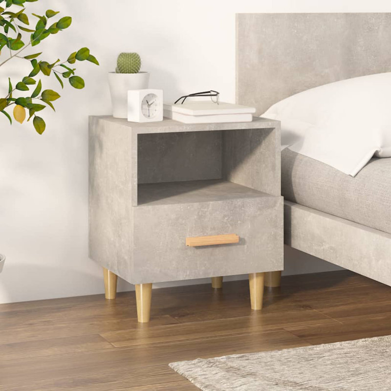 Jaxlynn 40 cm W Bedside Table, Grey