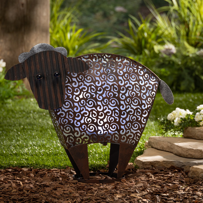 19 in H Solar Lighted Metal Sheep