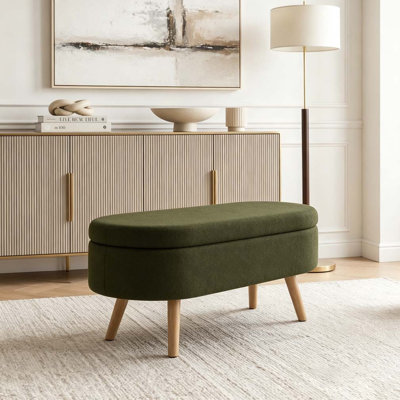 Banc de rangement avec repose-pieds ovale
