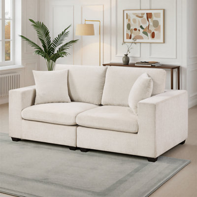 Veronneau 84" Modern & Contemporary Chenille 2-Seater Loveseat with Matching Accent Pillows