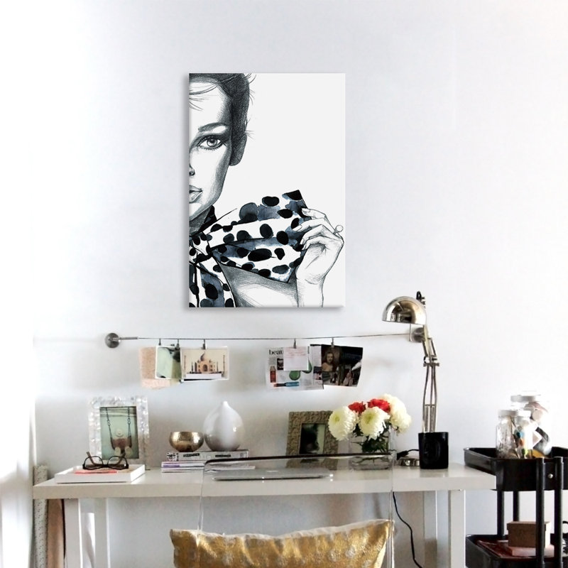 «Polka Dots Girl», reproduction d'art sur toile tendue, H 18 po x l 12 po x P 1,5 po