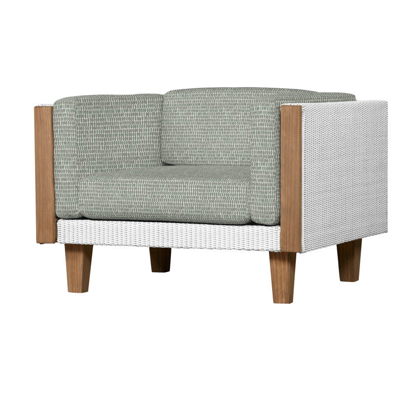 Catalina Outdoor Teak Lounge Chair, White, Demo Skyway