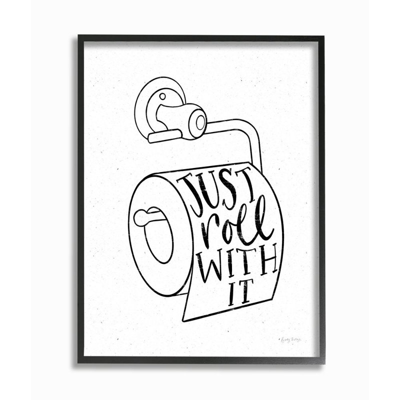 «Just Roll with It Bathroom Bathroom Humor Word Pun» par Wild Apple Portfolio - impression d'art graphique, H 14 po x l 11 po