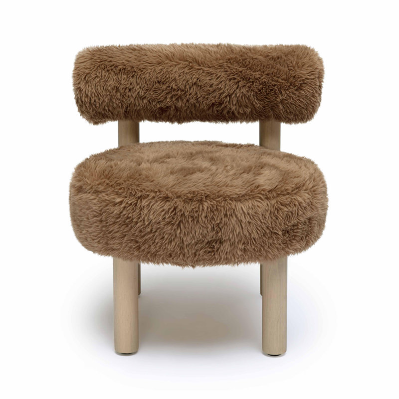 Vegan Shearling Accent Chair, Dark Taupe