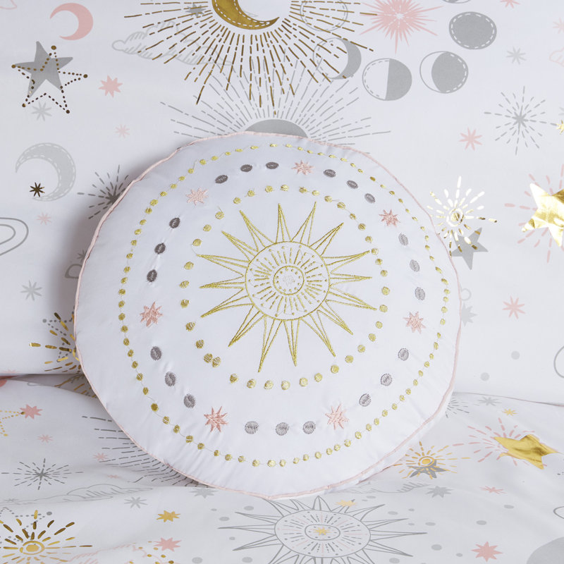Ensemble d'édredon Celia Starry Sky, Édredon simple, 1 taie décorative, et 1 coussin , Blanc / Gris