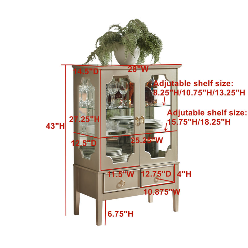 Armoire de rangement Curio, Or