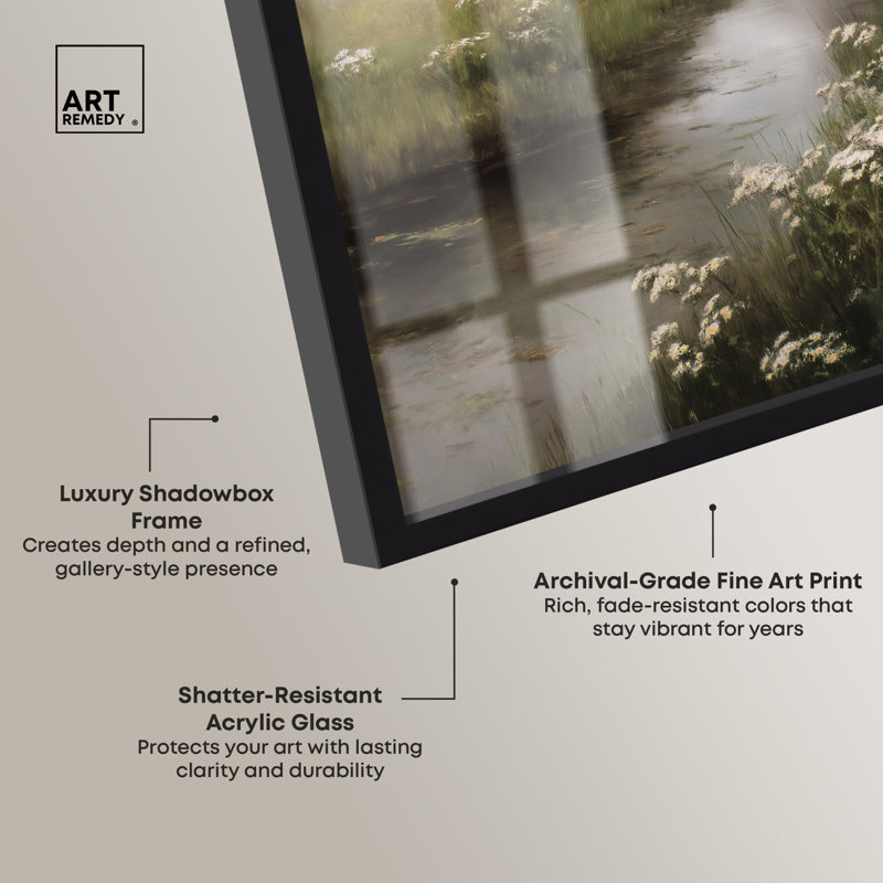 Quiet Waters Shadowbox Print Vintage Wall Decor by Art Remedy, Black, 21" H x 17" W