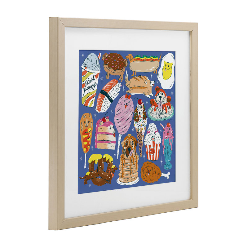 «Dog Dogs», Illustration encadrée sous verre, conception de Krissy Mast, H 16 po x l 16 po, Cadre de récolte en pin