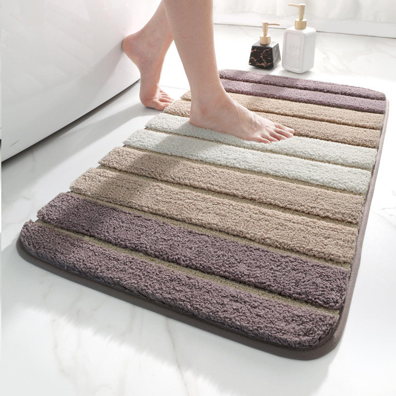 Microfiber Rectangle Bath Rug, Beige