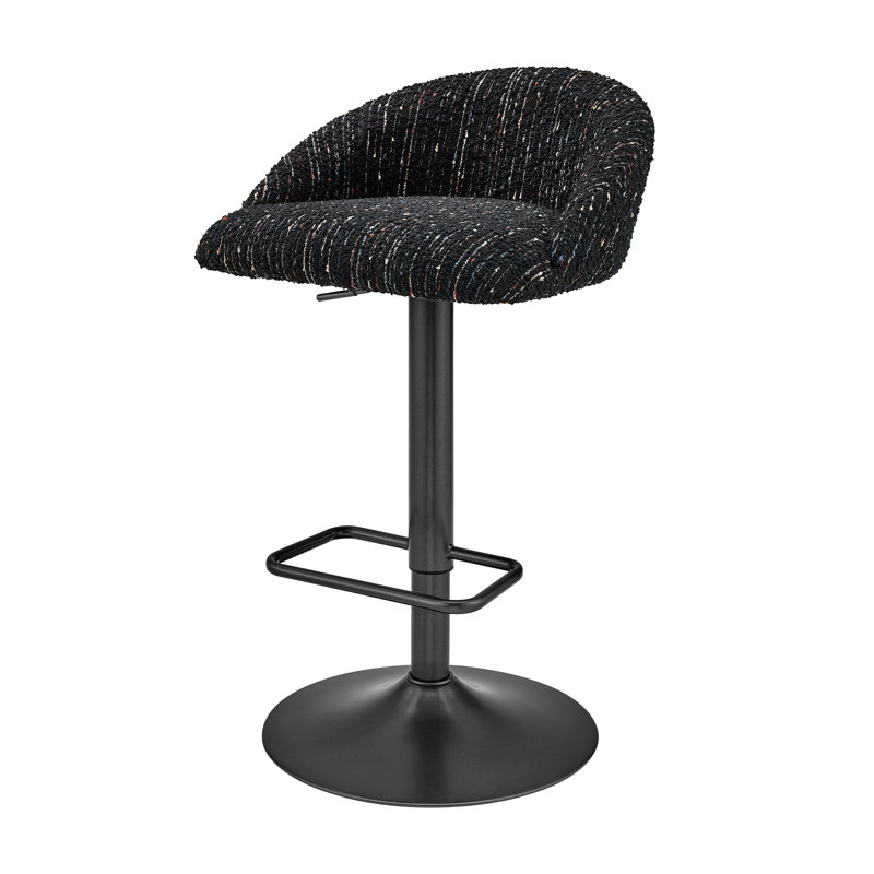 Felomina Fabric Gaslift Swivel Bar Stool, Black
