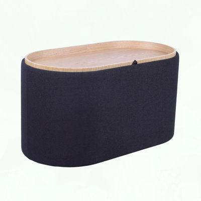 Repose-pieds avec rangement et plateau en bois réversible