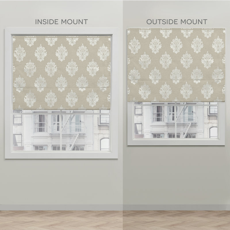 Natural Damask Cordless Blackout Roman Shade