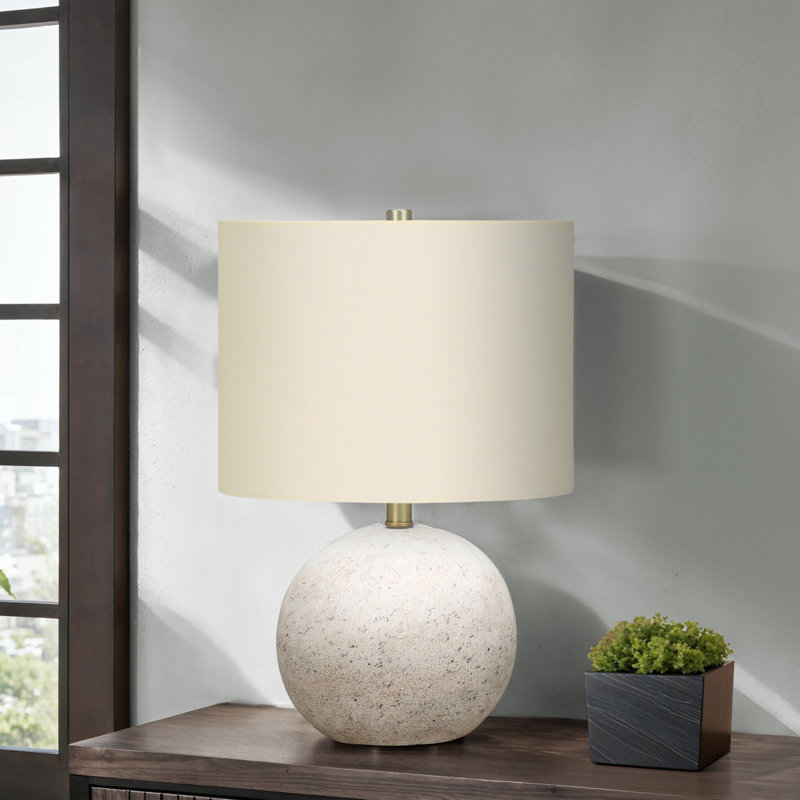 H 20 po, lampe de table, béton gris, abat-jour ivoire / crème, illuminez votre bureau, votre salon ou votre chambre à coucher, lampe de table