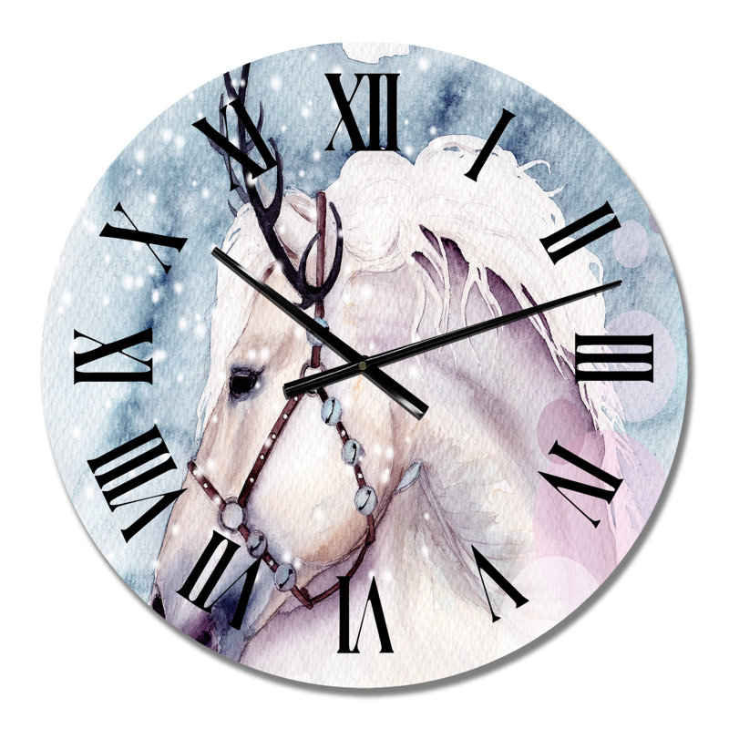 Horloge murale traditionnelle «Un cheval blanc avec une crinière blanche», Moyenne