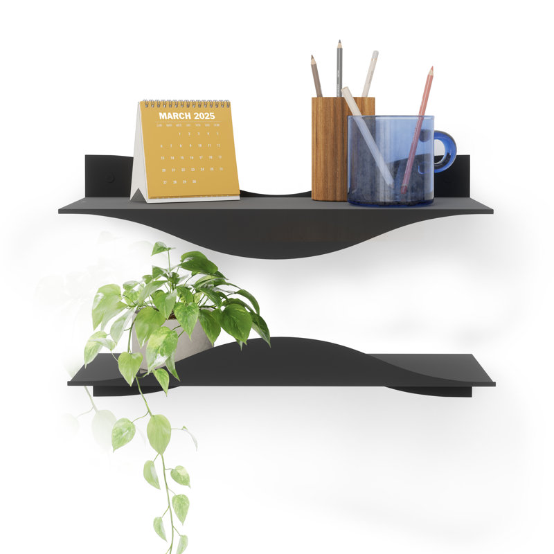 Hazeleen Surf Shelves (Set Of 2) Black, Black