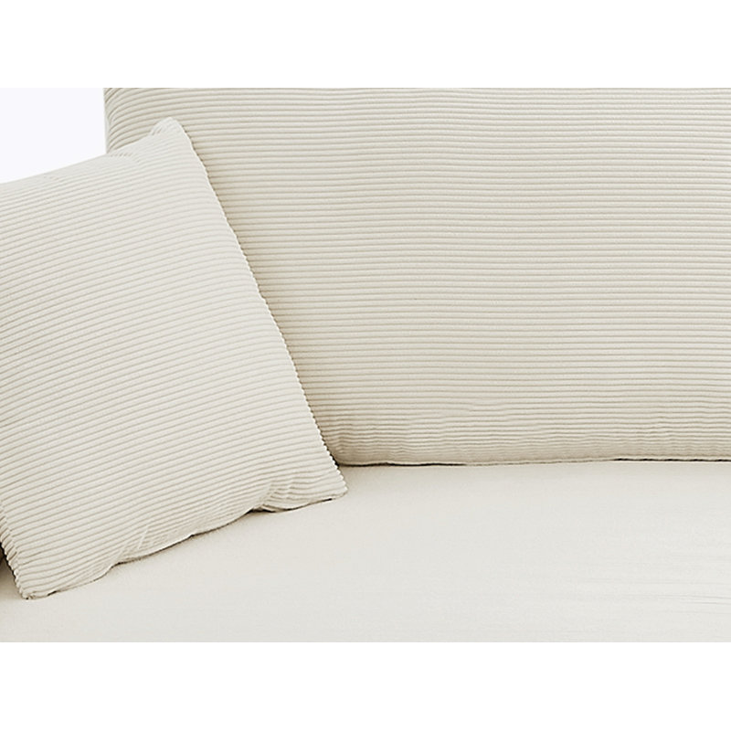 Corduroy L-Shaped Sectional, 100% Polyester Beige, Left Hand Facing