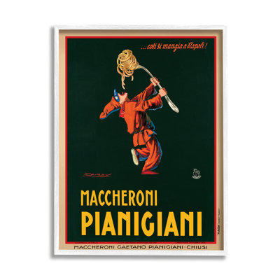 Maccheroni Pianigiani Vintage Poster Food Design White Framed Giclee Texturized Art by Marcello Dudovich