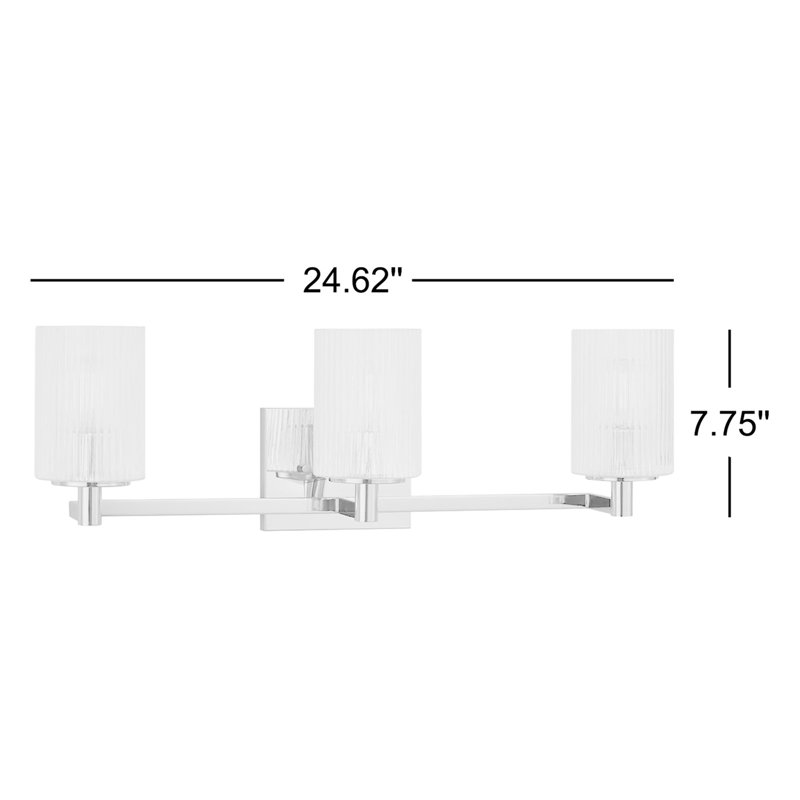 Luisa Energy Star-rated bath wall sconce, 3, Brushed Steel