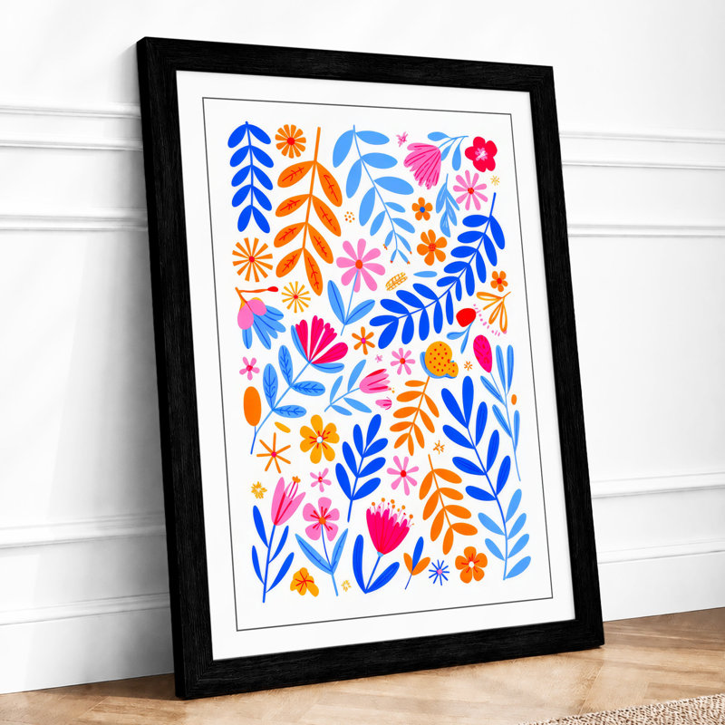 Scattered Botanicals Botanical - Framed Print, A2 - 59.4 x 42.0 cm, Black
