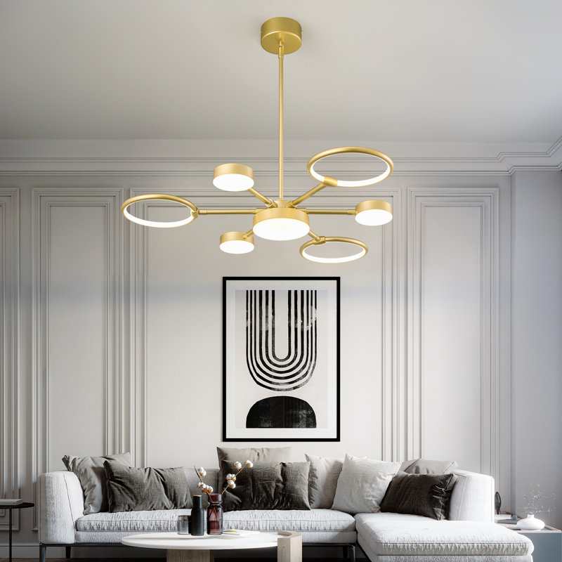 Luminaires suspendus ronds modernes Modern Industria, Or, 7 lumières