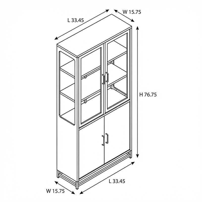 Grande armoire vitrée avec éclairage DEL et tablettes réglables pour des solutions de rangement polyvalentes pour la maison et le bureau