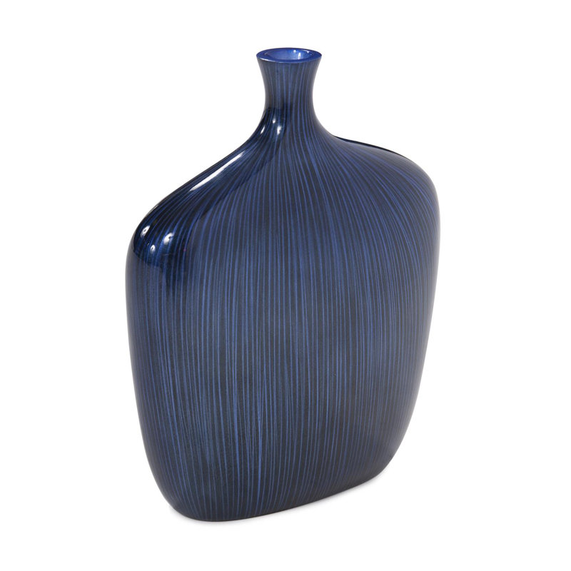 Vase de table bleu cobalt, H 12 po x l 10 po x P 10 po