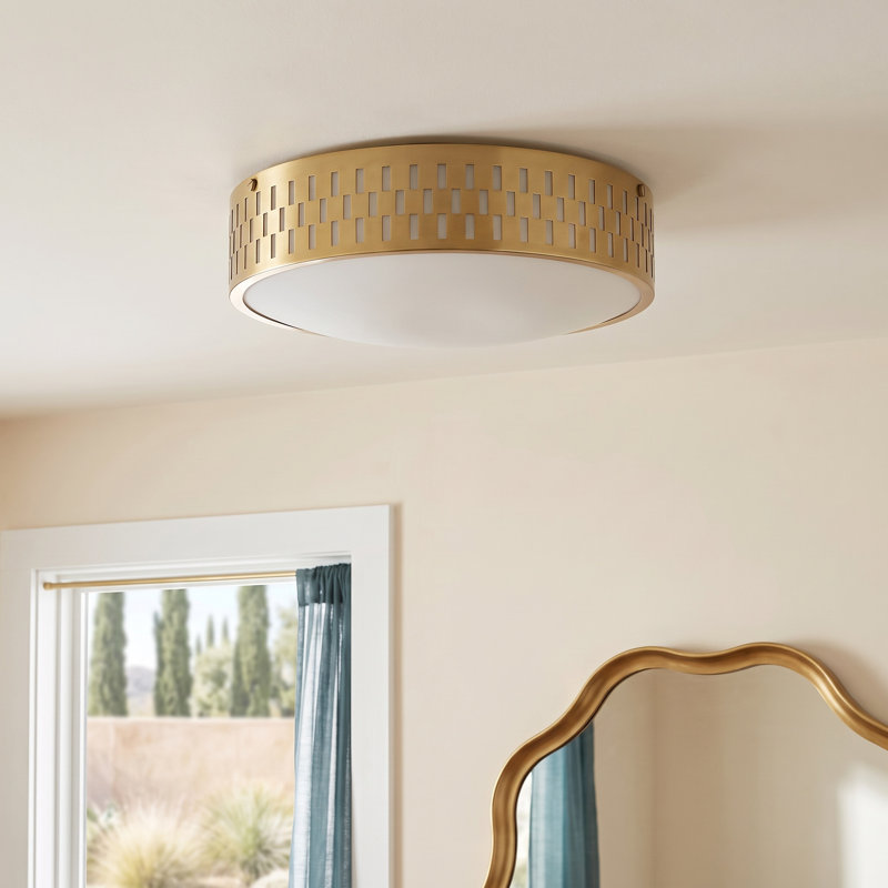 Maude Glass Flush Mount, Aged Brass