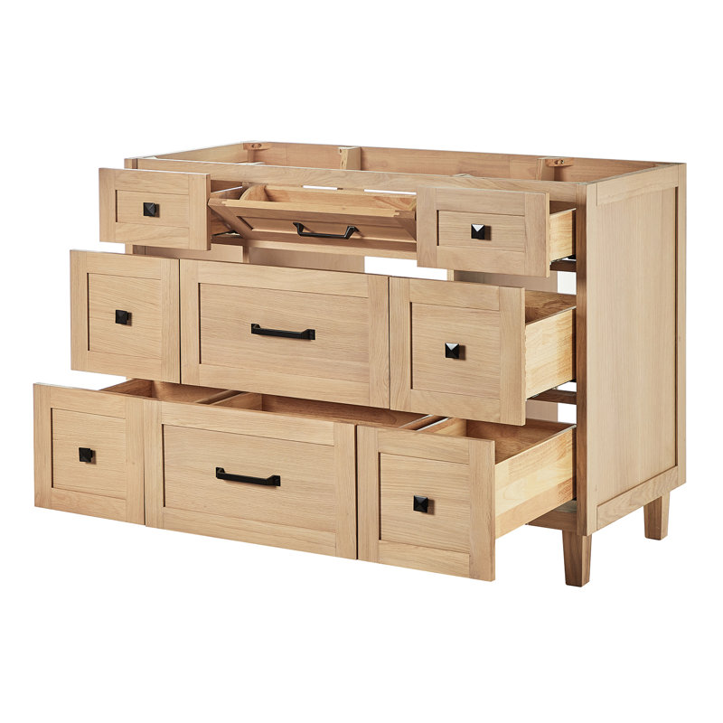 ARIEL Monreau 48" Solid Wood Single Bathroom Vanity Base Only in Oak, Oak