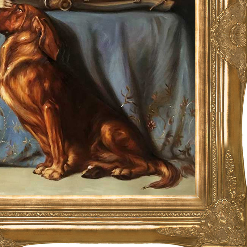 Requiescat par Briton Riviere - cadre photo, reproduction d'art sur toile, Cadre or rose Classico, H 32 po x l 44 po x P 2 po